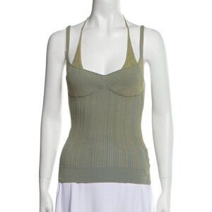 Jacquemus Sleeveless Ribbed Knit Tank Top in Sage Green